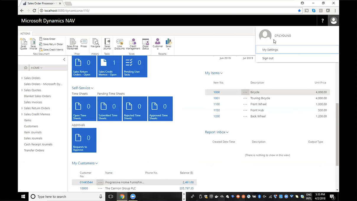 Screenshot_Dynamics NAV 2018 Windows VS Web Client