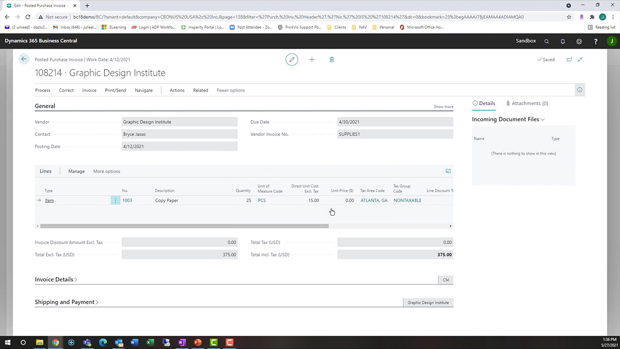 Play Video Screenshot_How to Purchase a Resource in Business Central